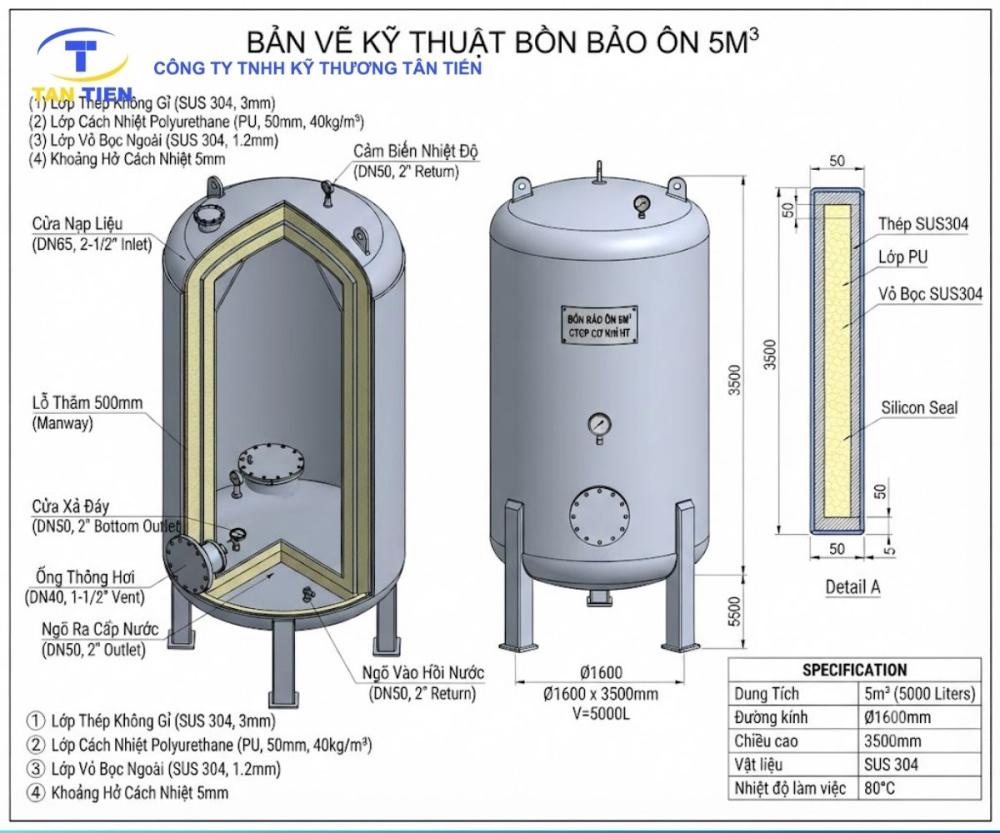 Bồn bảo ôn giữ nhiệt inox