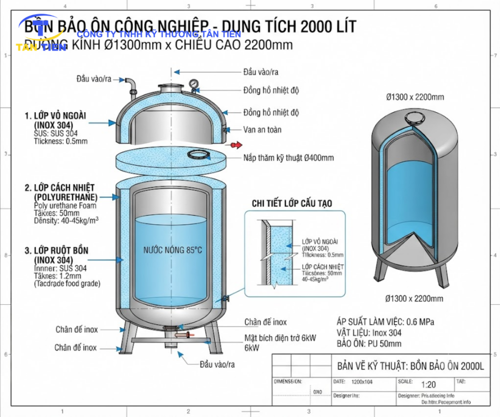Bồn bảo ôn inox 304