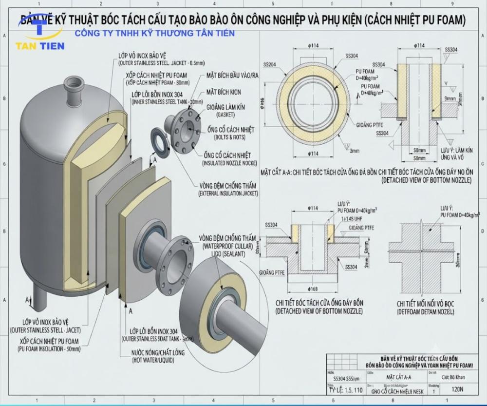 Bồn bảo ôn inox công nghiệp