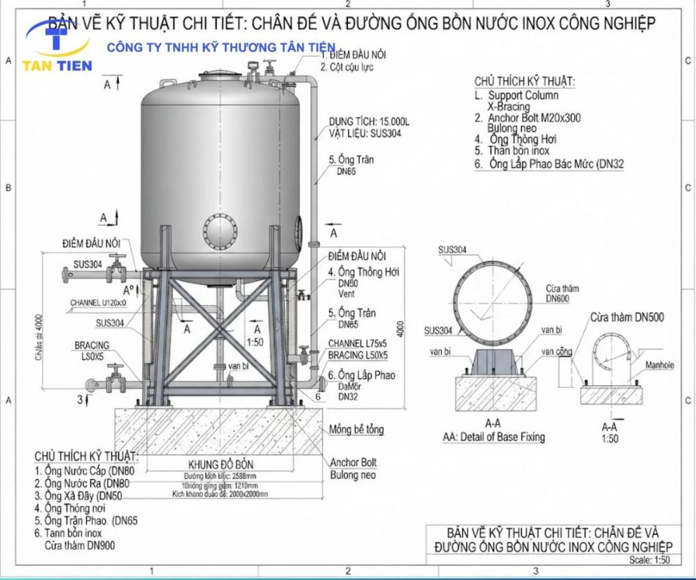 Bản vẽ bồn inox 