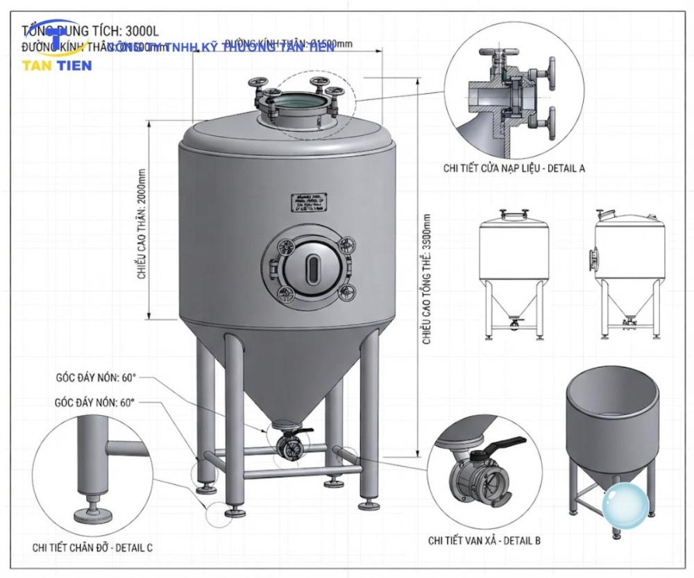 Bồn chứa nguyên liệu inox