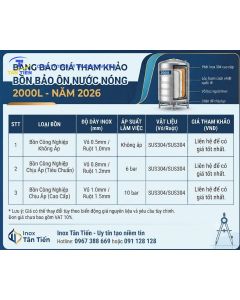 B&aacute;o gi&aacute; bồn chứa nước n&oacute;ng bảo &ocirc;n inox 304 dung t&iacute;ch 2000L c&ocirc;ng nghiệp