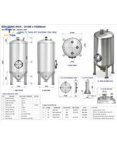 Sản xuất bồn bể inox h&igrave;nh trụ đứng đường k&iacute;nh D1500 x H3000mm