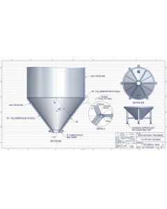 Bồn chứa nguy&ecirc;n liệu inox phi 1200mm đ&aacute;y c&ocirc;n g&oacute;c n&oacute;n 60 độ dễ xả liệu