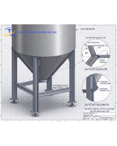 Gia c&ocirc;ng silo chứa nguy&ecirc;n liệu inox 20 khối (20m3) chịu tải lực cao