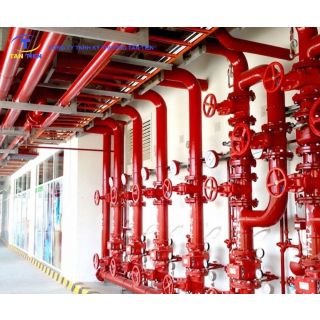 Lắp đặt đường ống nhánh inox hệ thống chữa cháy tự động Sprinkler phi 34 và phi 42