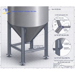 Gia công silo chứa nguyên liệu inox 20 khối (20m3) chịu tải lực cao