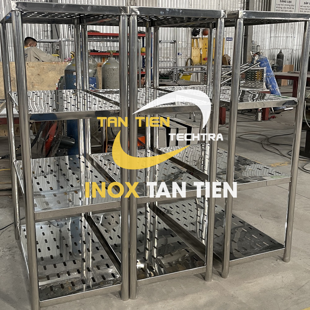 kệ inox 4 tầng đục lỗ