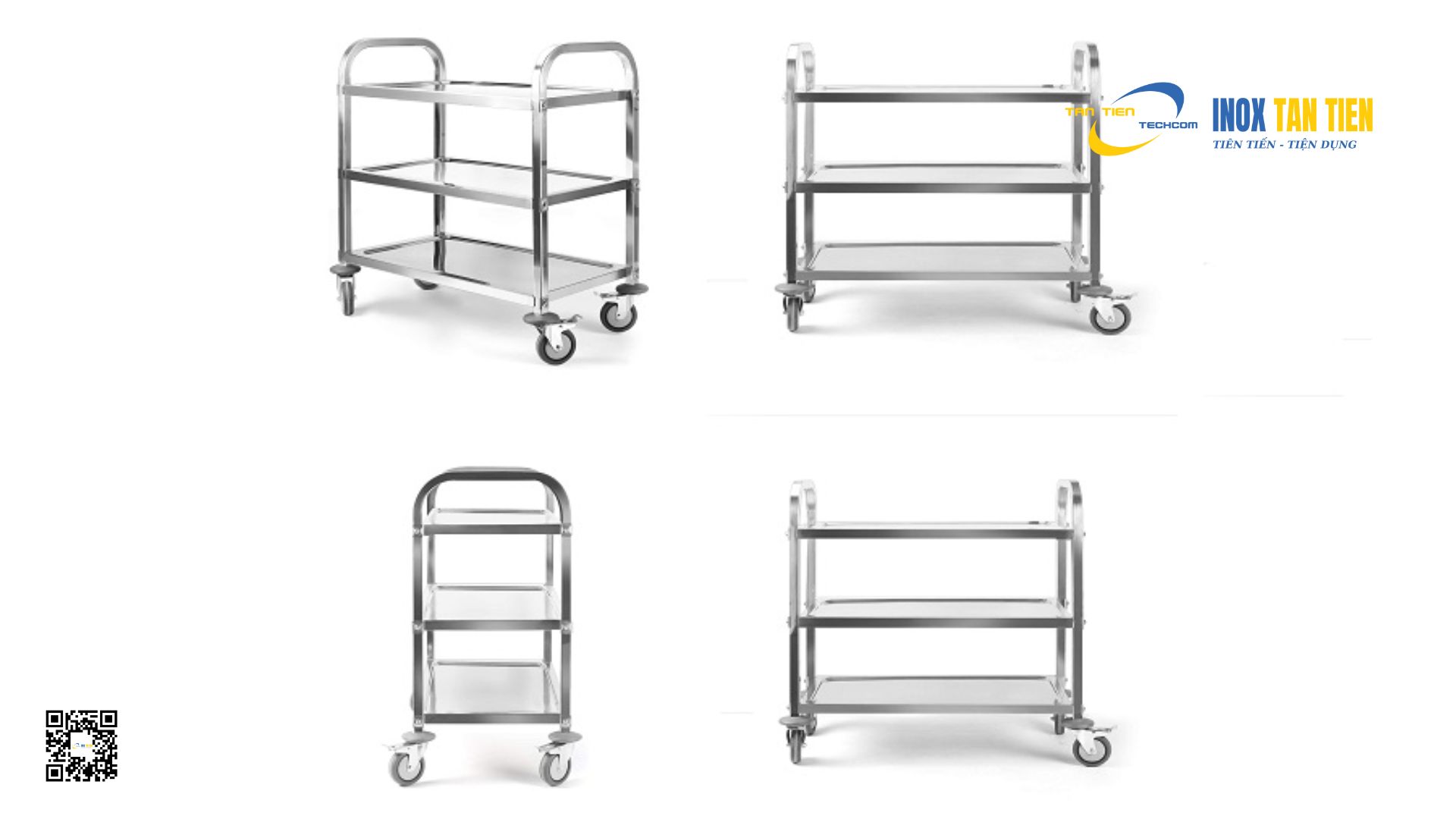 xe đẩy inox 2 tầng 1